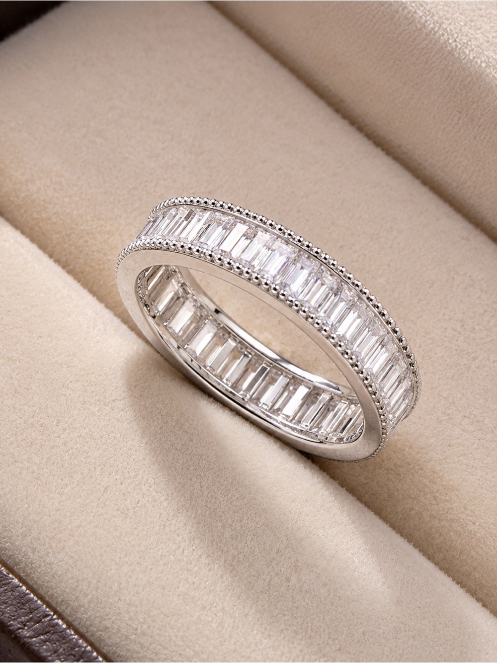 Elegant 14k white gold synthetic diamonds  Women's Ring